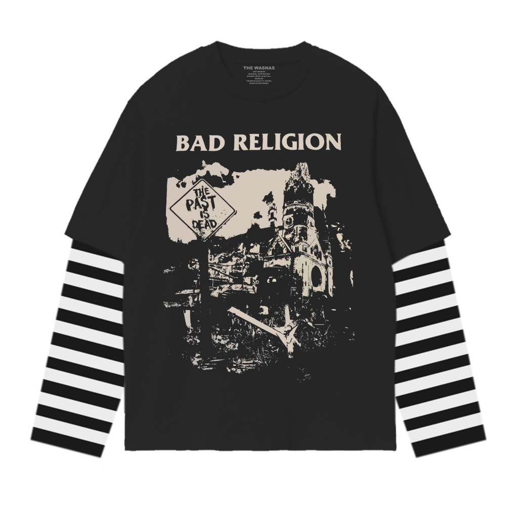 The Wasnas T-shirt Double layer Bad Religion kaos long sleeve pria wanita unisex