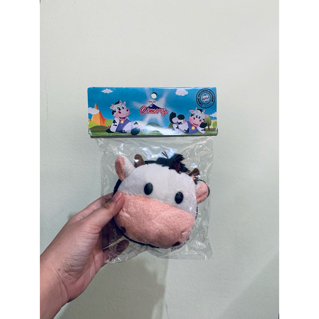 Ganci boneka sapi Cimory dompet koin pouch earpods bagcharm bantal