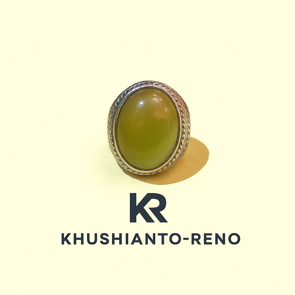 Cincin Batu Sungai Dareh Pucuk Pisang Asli Hijau Kristal Langka Elegan Pria Wanita