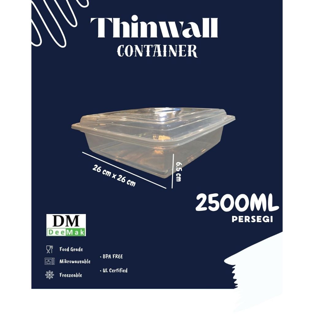 Thinwall 2500 ml Persegi/ DM SQUER [Persatu Pcs]