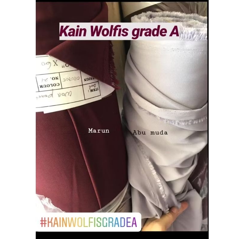 Kain Jetblack WOLPEACH/WOLFIS dan warna ROLLAN/wolfis butikzahya