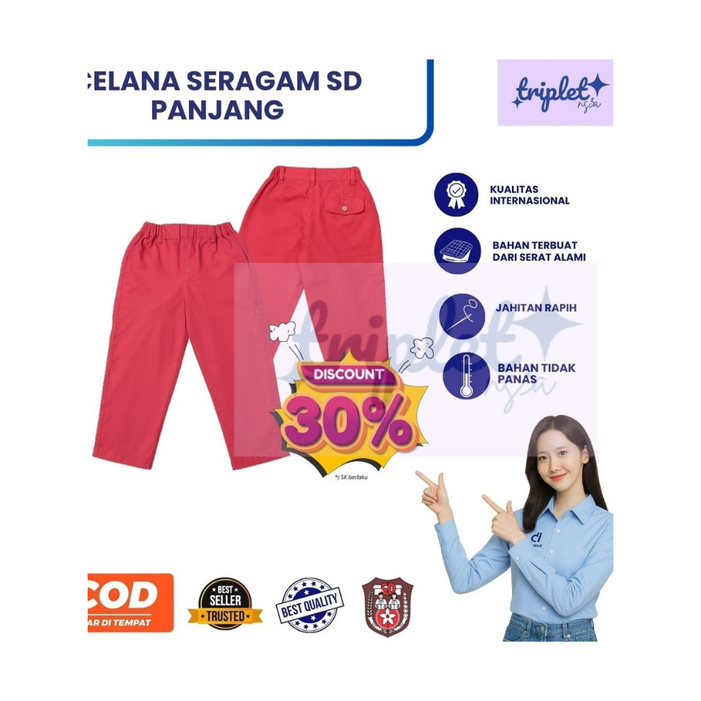 CELANA SERAGAM SD CELANA PANJANG NAGATA | SERAGAM SD CELANANE SEKOLAH MURAH BAHAN PREMIUM || CELANA 
