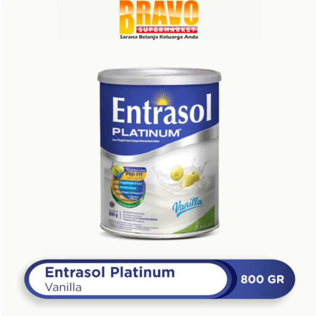 

Bravo Bojonegoro - Entrasol Platinum Vanilla & Chocolate 800GR | Nutrisi Untuk Tetap Sehat Dan Aktif