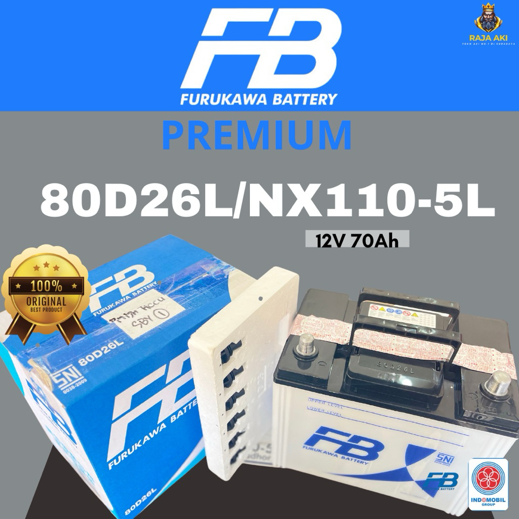 AKI MOBIL FB INDOMOBIL PREMIUM BASAH 80D26L COCOK UNTUK KENDARAAN MAZDA BIANTE PAJERO SPORT DIESEL I