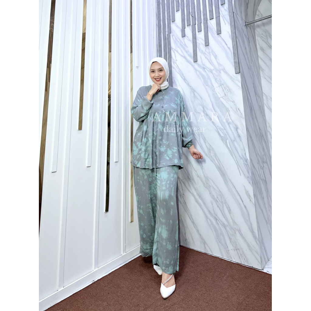Setelan - TUNIK + KEMEJA - Ammara Oneset - tie-dye - Setelan Rayon Premium