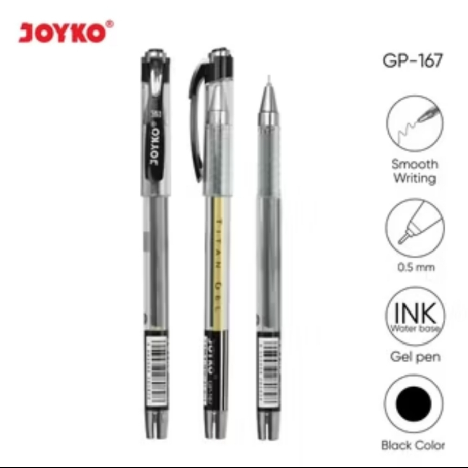 

Gel Pen 1 Pcs Joyko Pulpen Pena GP 167 Titan Gel 0.5mm