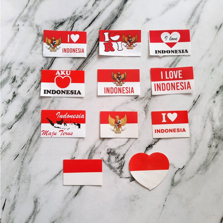 

Sticker Pipi Indonesia Bendera Merah Putih/I Love Indonesia/Pancasila/HUT RI