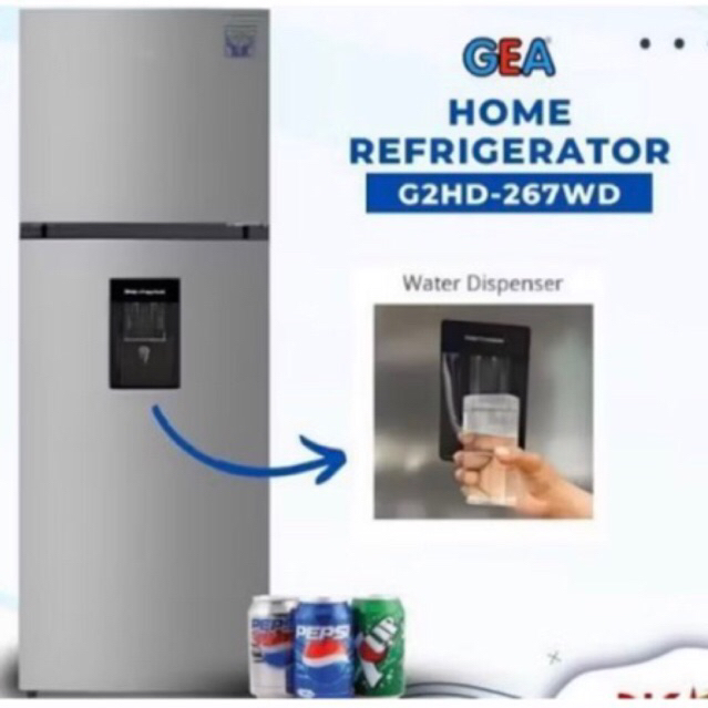 KULKAS GEA 2 PINTU DISPENSER G2HD267WD 267 liter no frost low watt