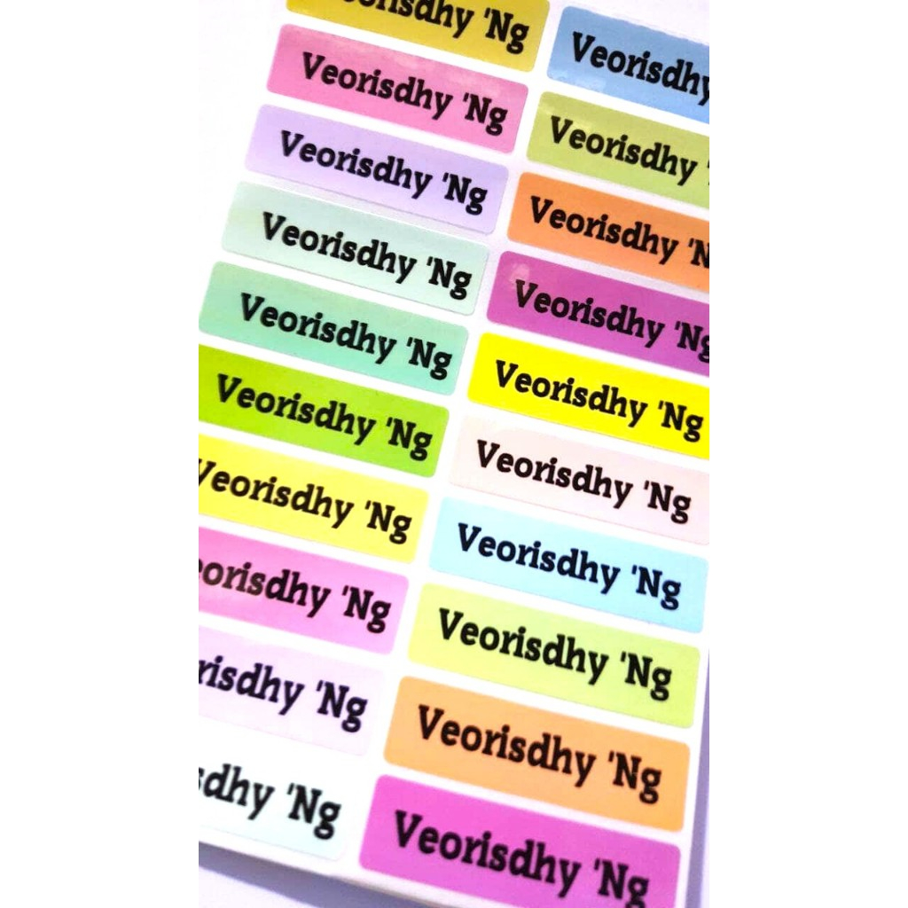 

Label Nama Anti Air Sticker Waterproof Polos Color EM