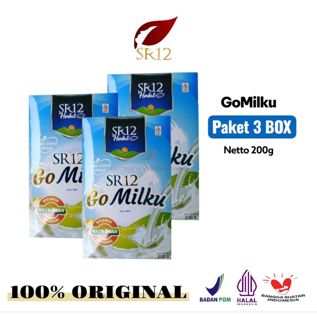 

[ PAKET HEMAT 3 BOX ] Go Milku SR12 Rasa Original Box 200g Susu Kambing Etawa Asli