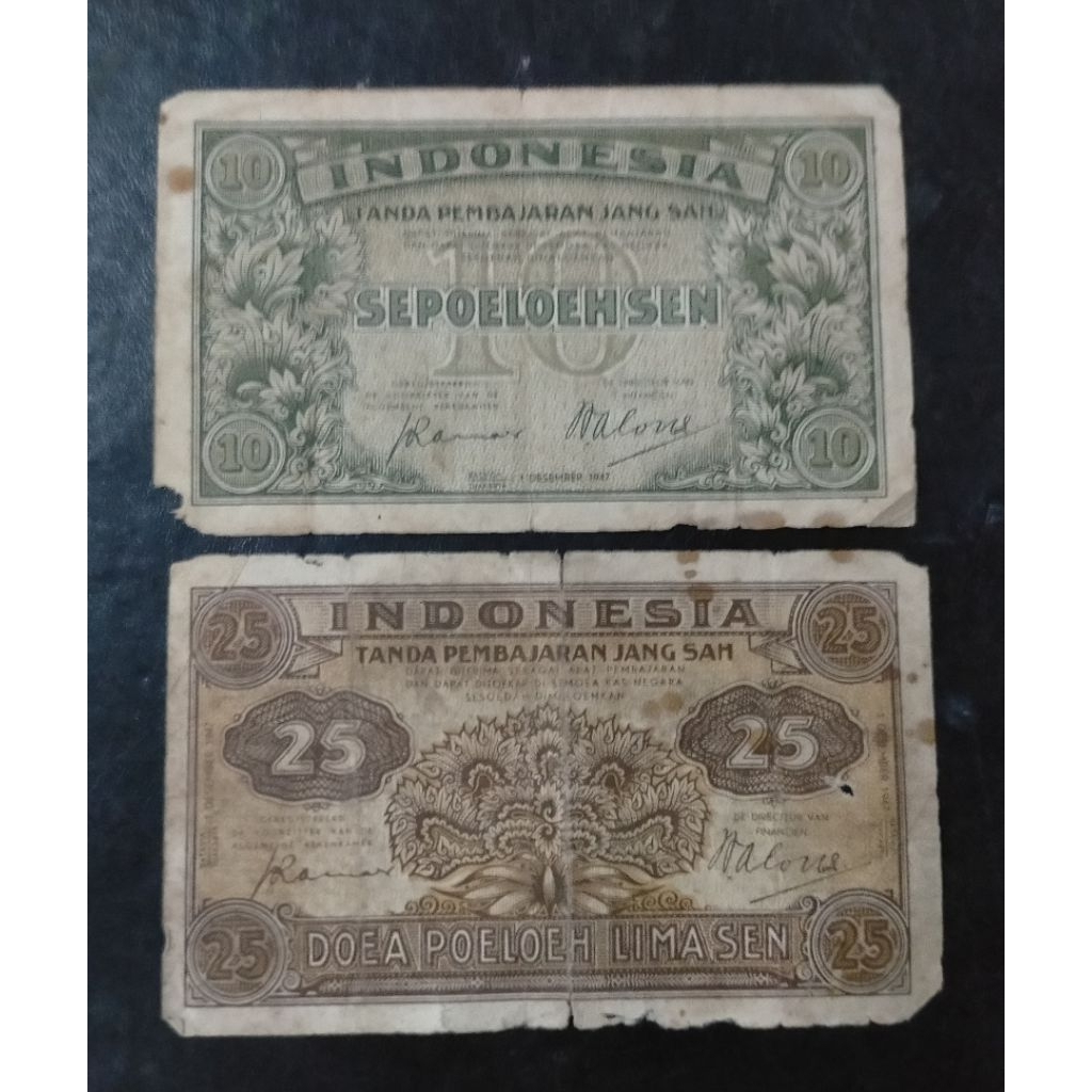uang kuno 25 sen 10 sen seri pederal 1947