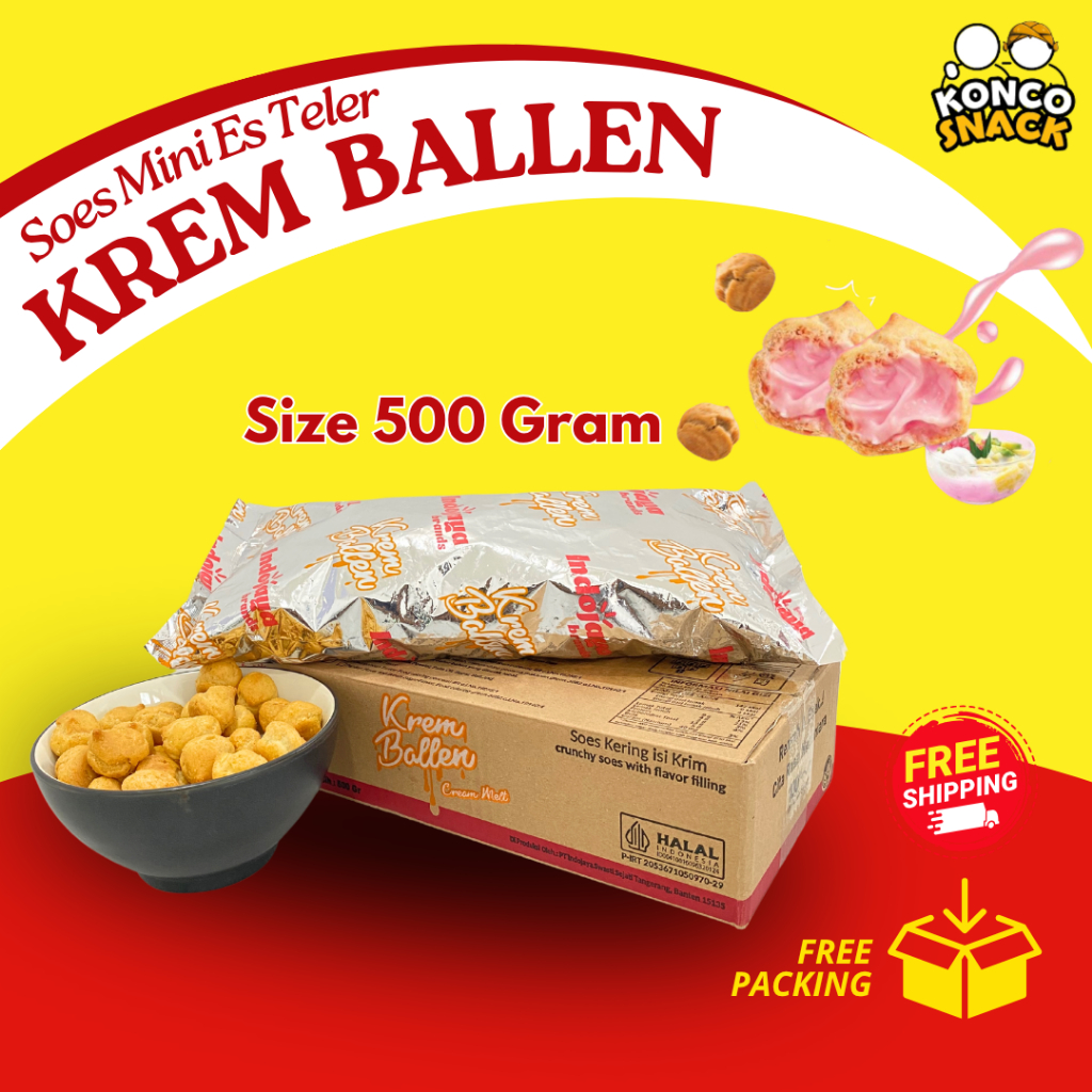 

Kue Sus / Soes Mini Kering Isi Krim Es Teler 500 gram, 1 Kg dan 2 Kg - Indojaya Soes, Merk Krem Ballen