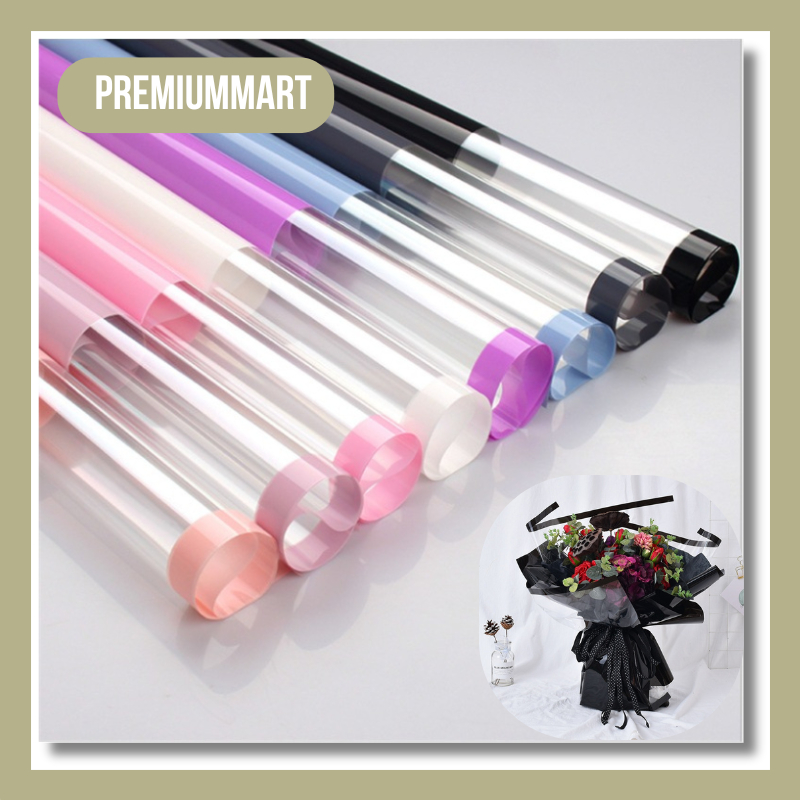 

20 LEMBAR Flower Wrapping Paper Color Frame Transparan List Waterproof Kertas Buket Cellophane KB115