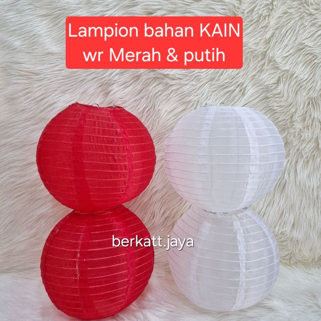 Lampion gantung merah putih bahan kain/ lampion gantung kain