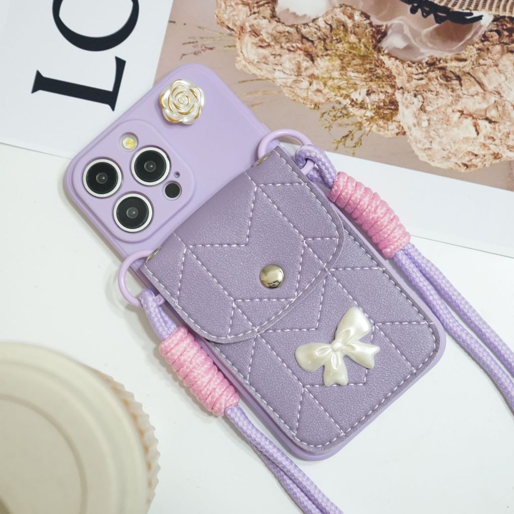 Dompet Boni Bag Case [LILAC] For Oppo/Vivo/Xiaomi/Infinix/IP/Samsung/Realme - Case Dompet Tas