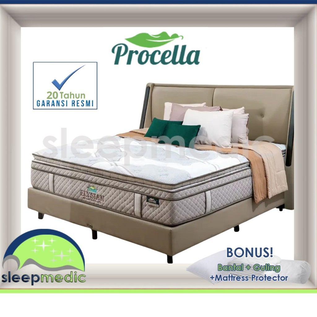 PROCELLA SpringBed ELYSIAN Pocket Spring Latex Memory Foam Medium Soft ( KASUR / FULL SET ) ukuran 1