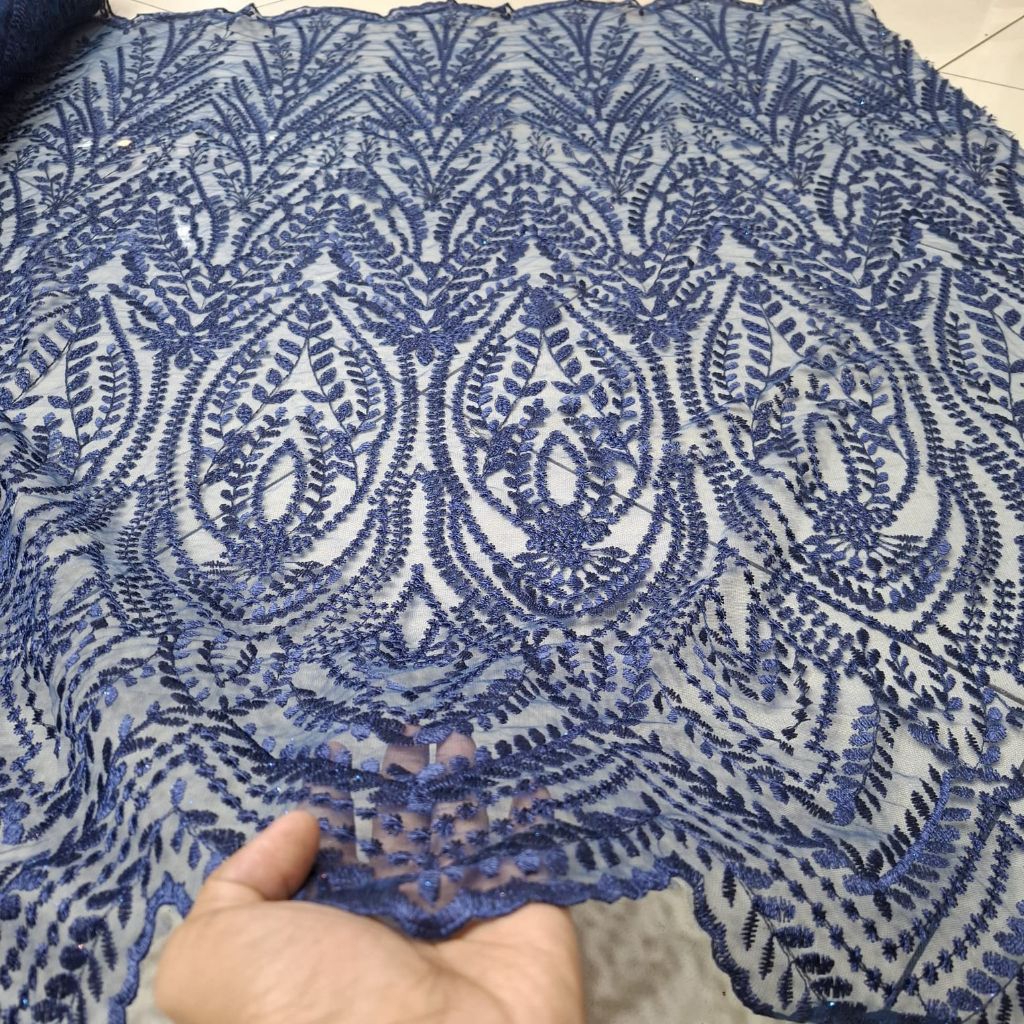 Kain tile bordir elishab premium kain tile mewah terbaru