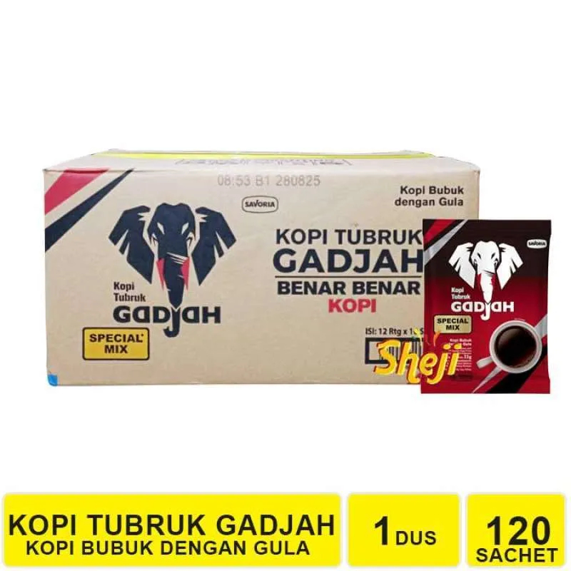 

1 DUS ISI 120 SACHET KOPI TUBRUK GADJAH SPECIAL MIX