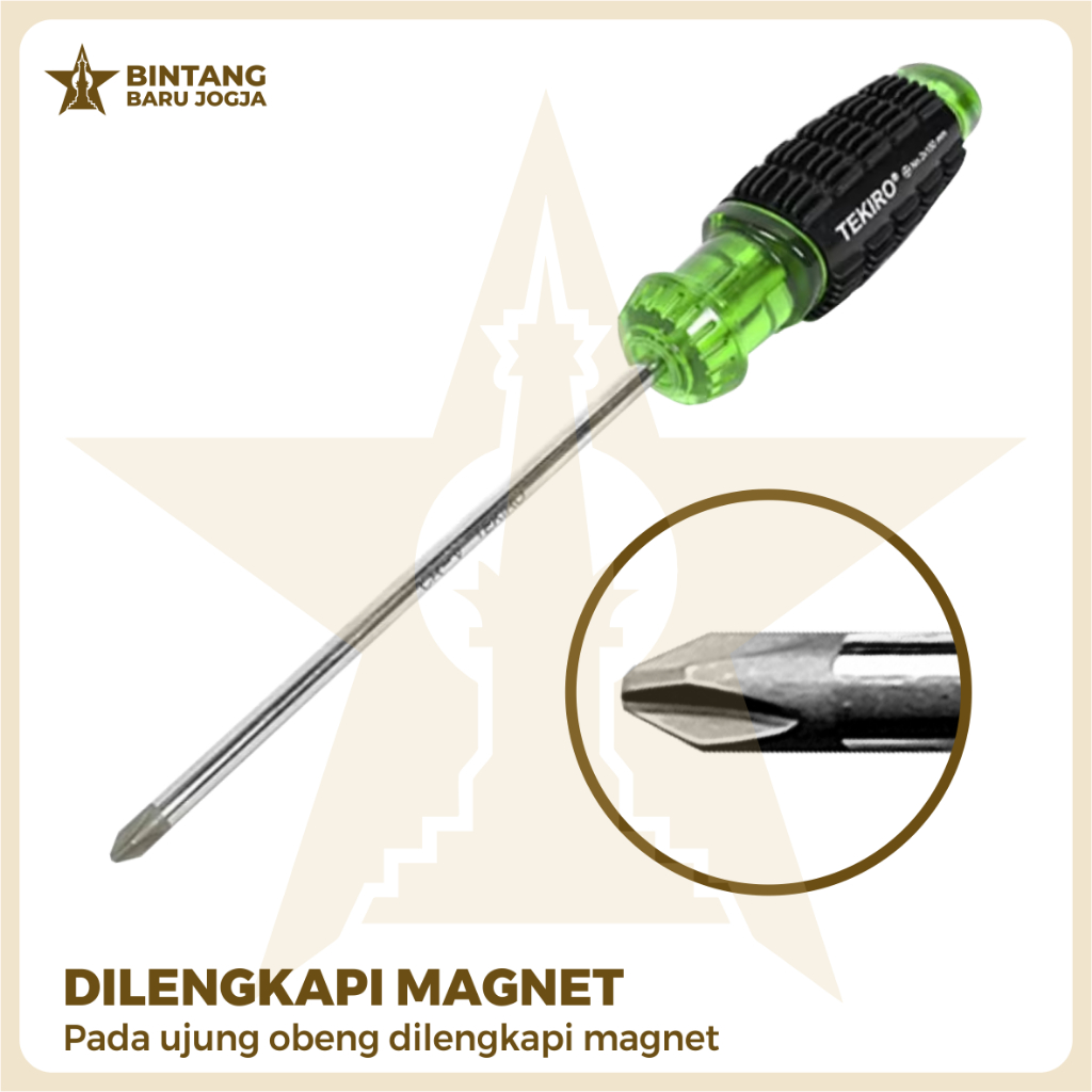 Tekiro Obeng Gagang Karet Hijau (+) / Obeng Gagang Karet (+)