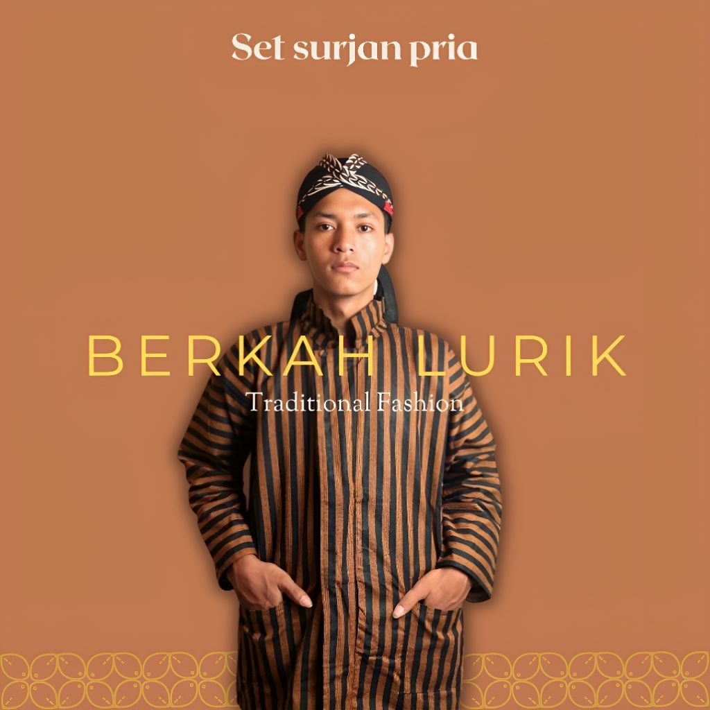 Setelan baju adat pria|Baju lurik bonus blangkon|Setelan lurik pria|set surjan lurik