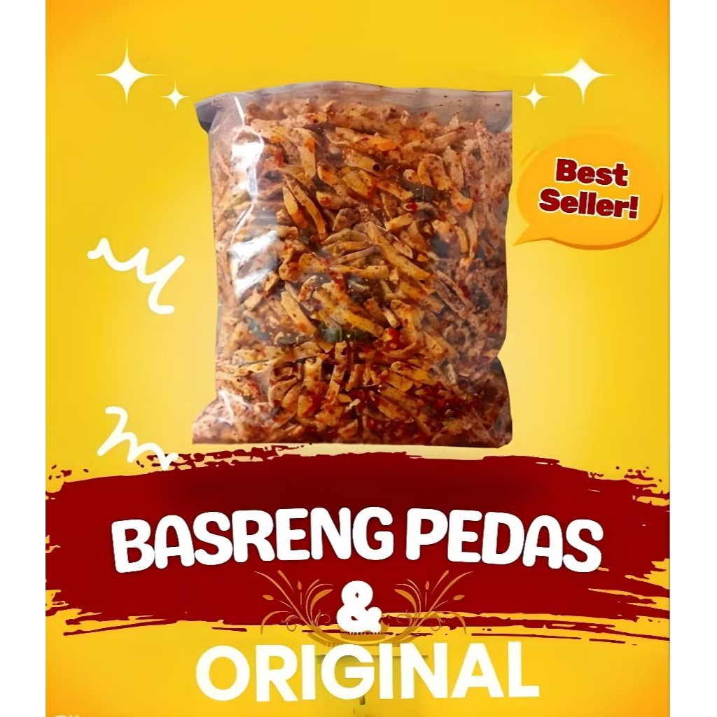 

Basreng Pedas Gurih Bumbu Kemasan Asli Renyah Halal Baso Goreng Juara Isi 500 gram