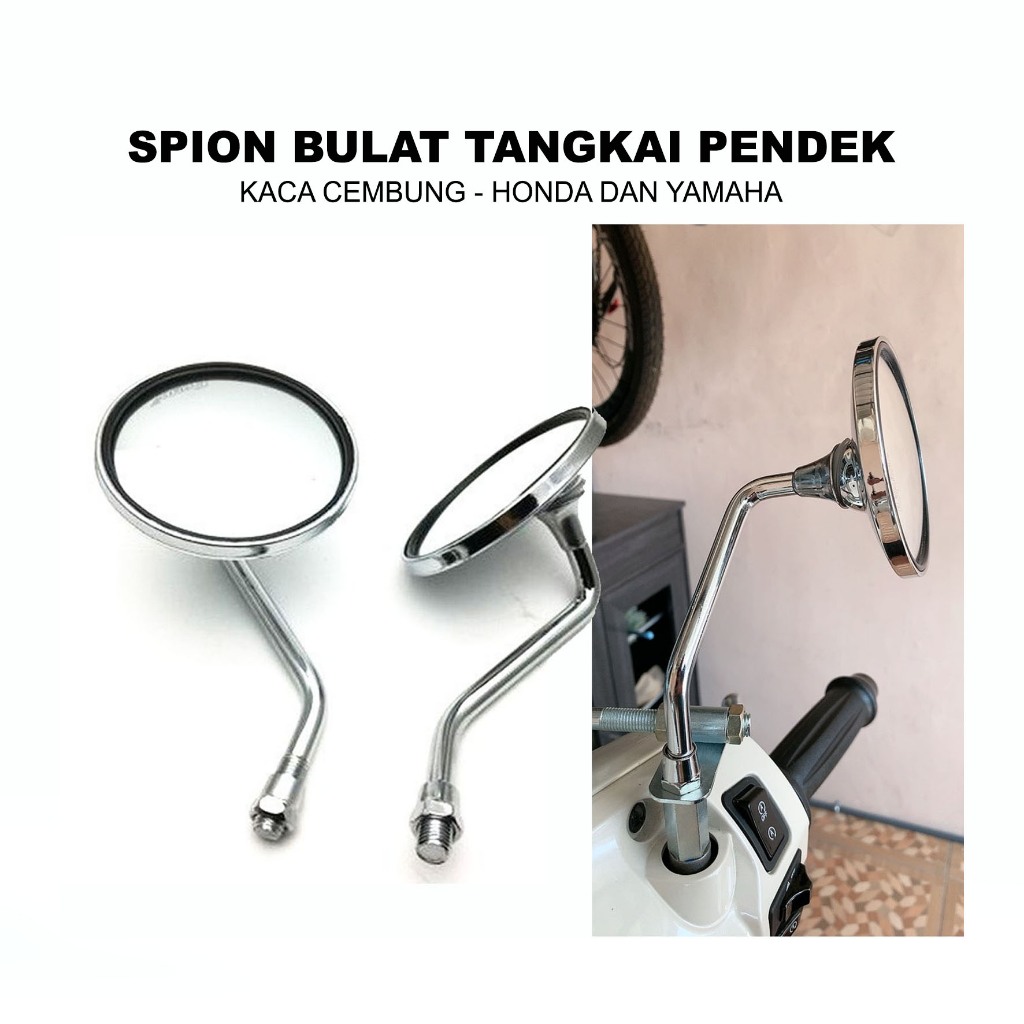 SBC1 - Spion Bulat Mini Kaca Cembung Model Krum Custom Klasik Modifikasi Motor Fazzio Scoopy CB 100 