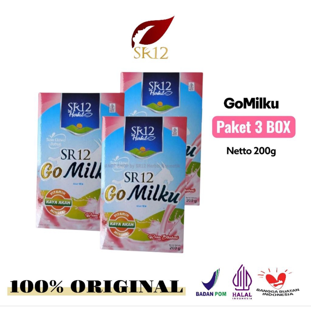 

[ PAKET HEMAT 3 BOX ] Go Milku SR12 Herbal Susu Kambing Etawa Asli 200g Rasa Stroberi