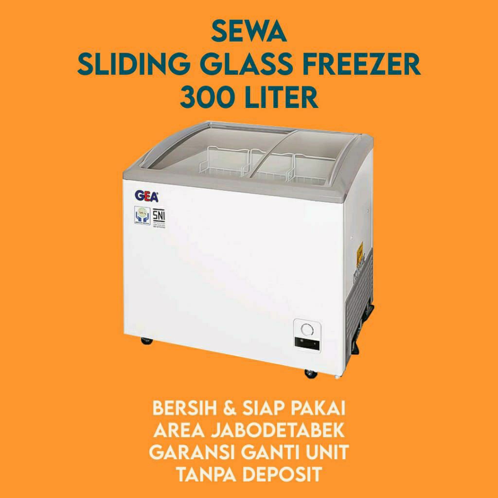 Sewa Freezer Sliding Glass Volume 300 LITER untuk 3 Bulan PLUS FREE 1 Bulan