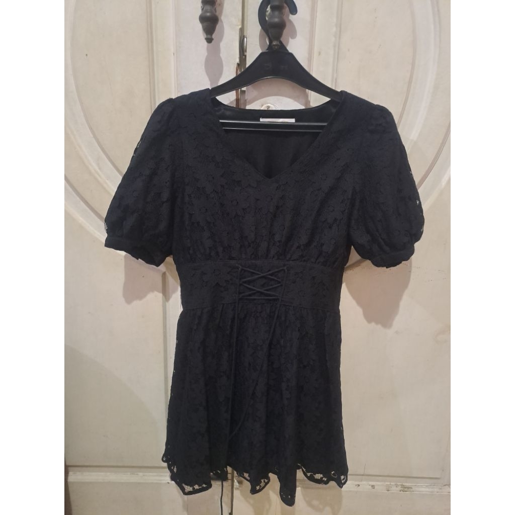 dress brokat hitam