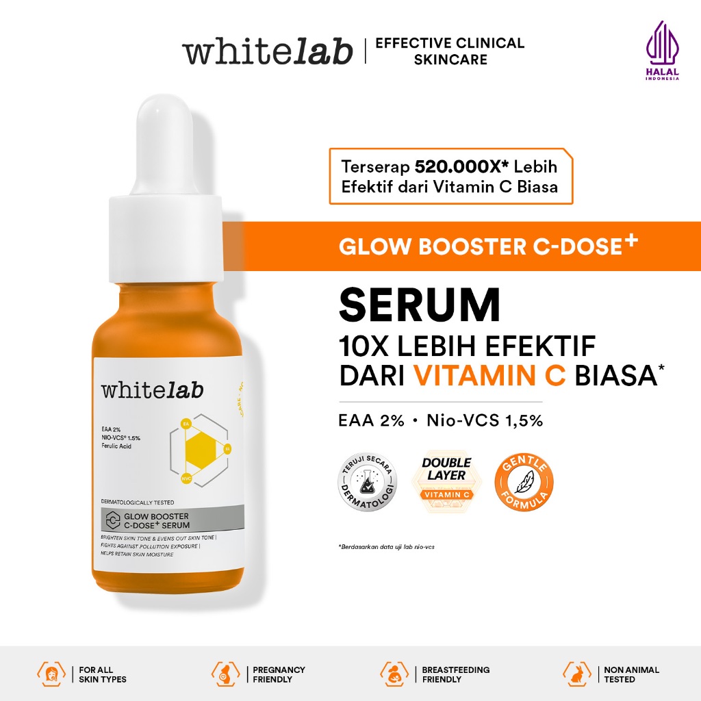 Whitelab Serum Vitamin C Glow Booster - Antioksidan Tinggi untuk Kulit Cerah dan Glowing C-Dose+ den