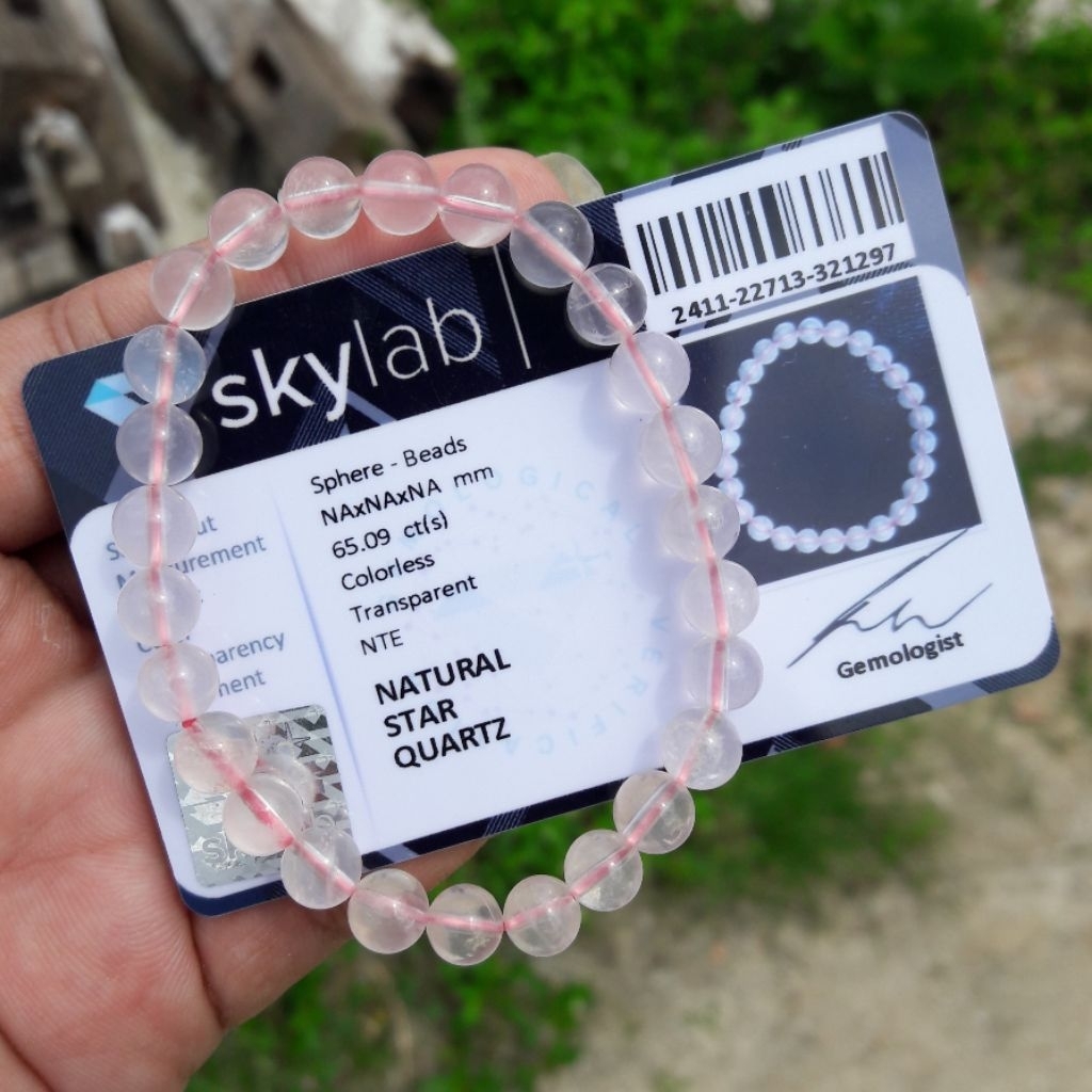 Gelang Batu Natural Star Quartz Dengan Sertifikat Memo