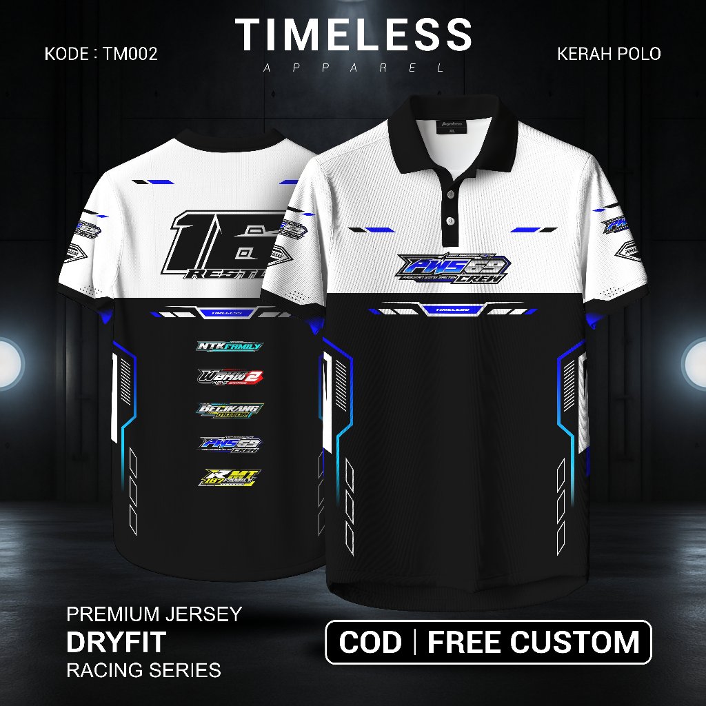 Jersey Racing Bebas Request - Baju Kaos Racing Kerah Polo Dryfit Fullprinting