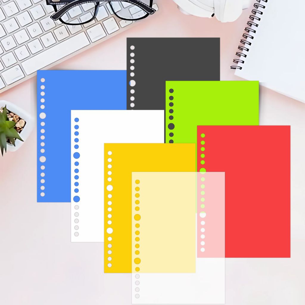 

Cover Loose Leaf Transparan Warna A5 B5 A4, Sampul Binder untuk Loose leaf,refil kertas isi ulang.