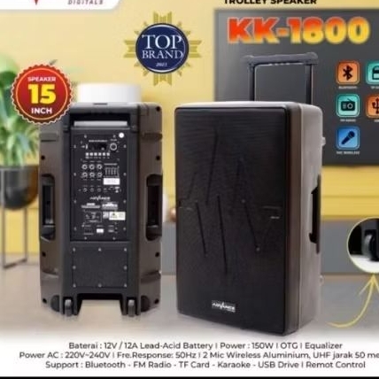 Speaker Advance KK-1800 15" Extra Bass/Speaker Portable KK1800 15 inch