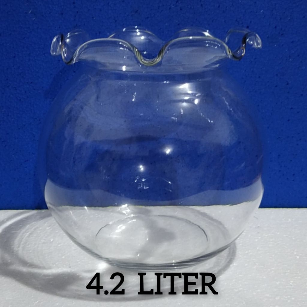 Aquarium Kaca Bulat SHELLA 4.2 Liter ( Khusus Instant ) / Merk DLX / Aquarium Toples