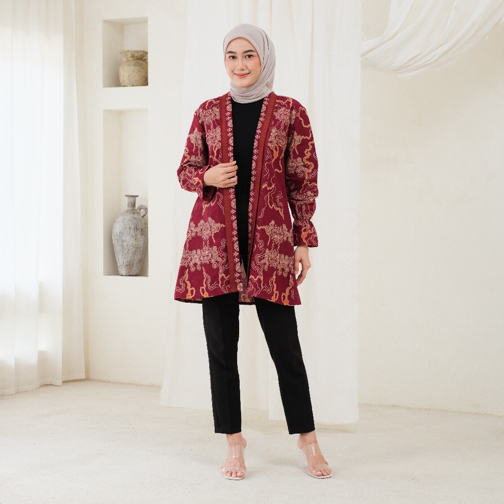 Outer Batik Wanita Modern Blazer Batik Vest Batik Atasan Wanita Kekinian All Size dan Jumbo