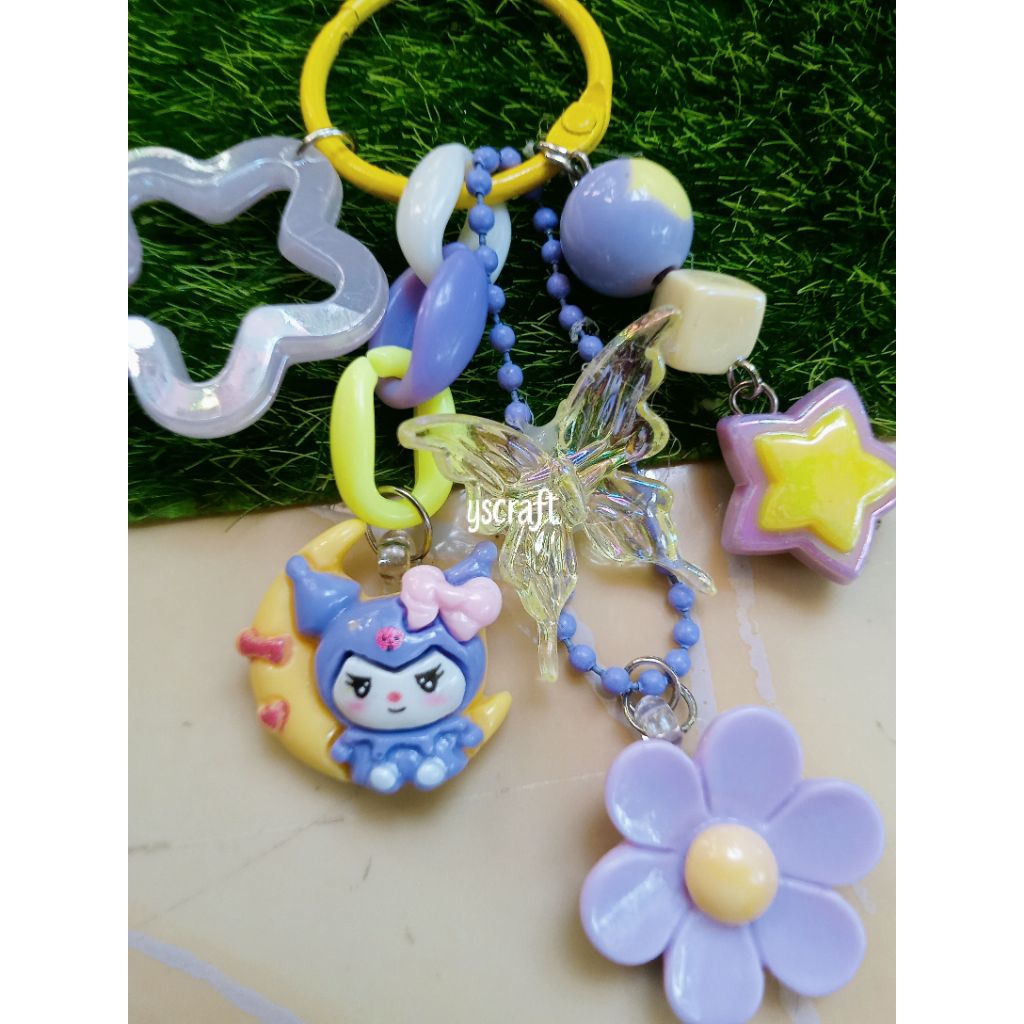 NEWbag charm/keychain/gantungan tas/lanyard keychain/gantungan hp/keychain ungu/gantungan tas wanita