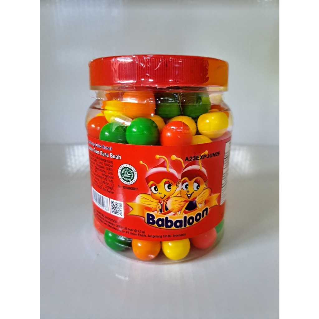 

Babalon permen karet / bubblegum rasa buah 1 toples isi 125 butir
