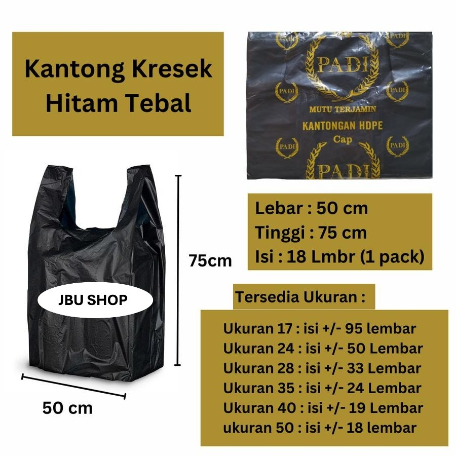 HDPE 50 / Kantong Kresek Hitam Tebal, Kantong Plastik Hitam Jumbo