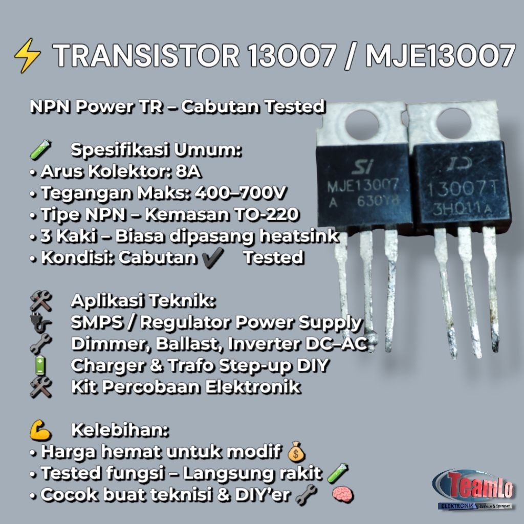 10 PCS Transistor 13007 Tested | Ori Cabutan | TR Power Supply Jaring kecil |TR LAMPU | inverter min