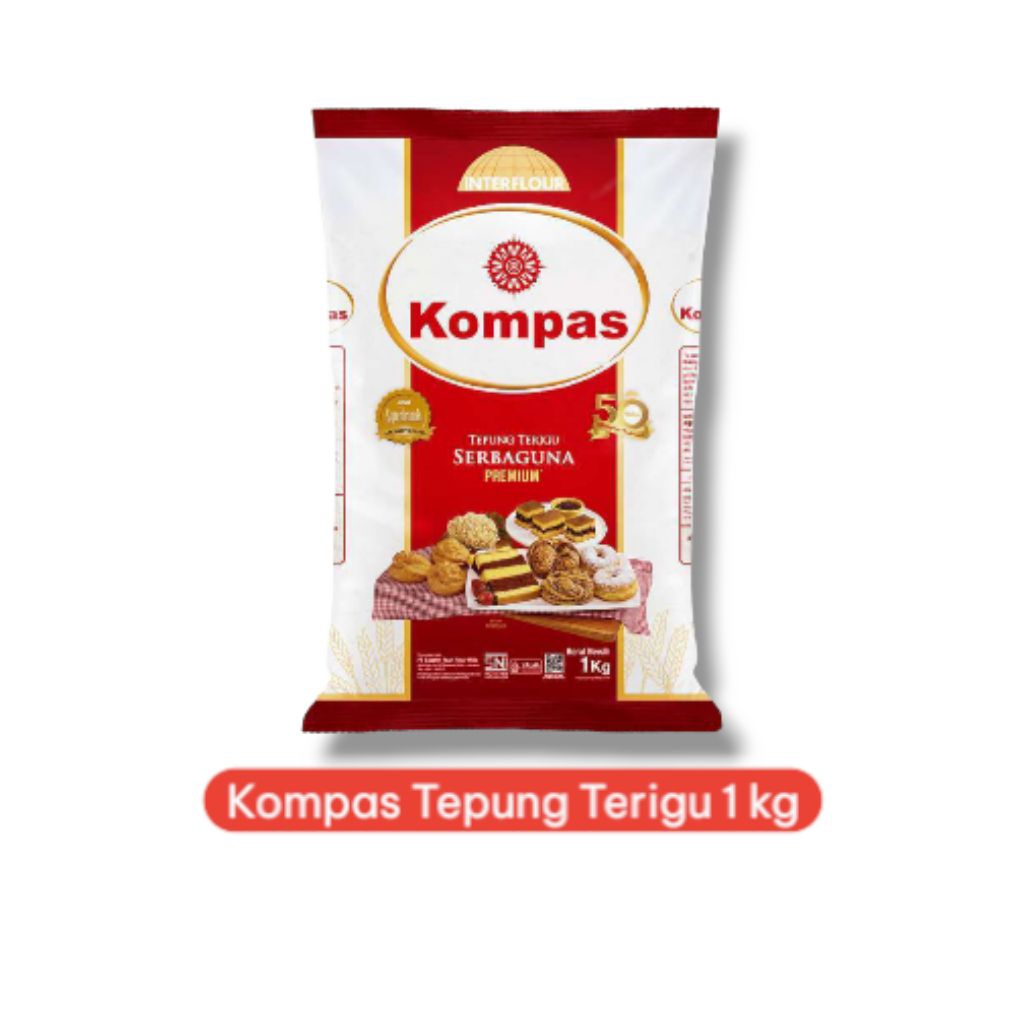 

Tepung Terigu Kompas Serbaguna 1kg – Tepung Premium untuk Gorengan, Kue & Roti