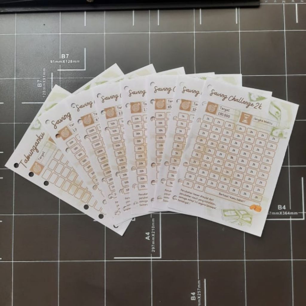 

Kertas Binder Saving Challenge Tantangan Target Menabung Budgeting Loose Leaf Paper Stationery A6 6 ring A5 6ring A5 20ring B5 26ring