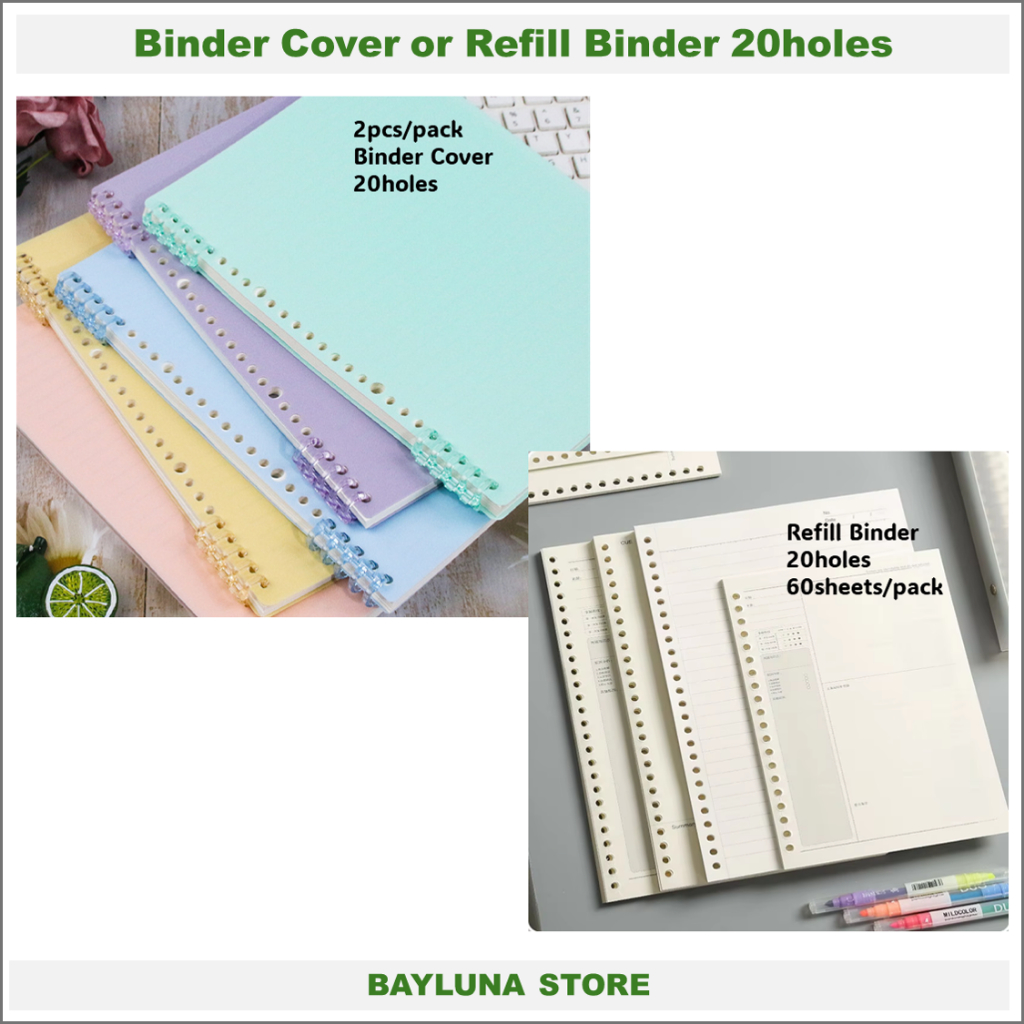 

BYL 2pcs/pack Binder Cover 20holes or 60sheets/pack Refill Binder 20holes