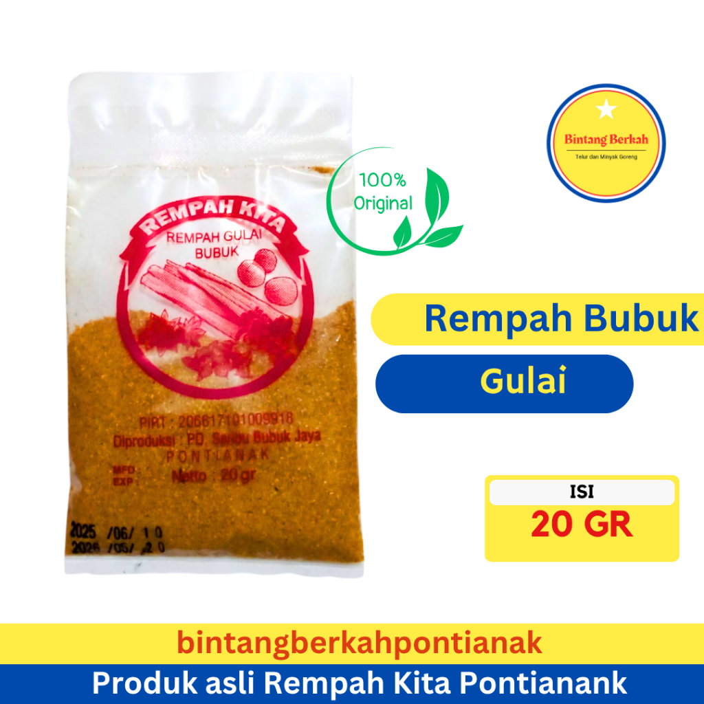 

Rempah Kita Bubuk 20gr - Rempah Kita Khas Pontianak 100% Original Praktis & Ekonomis , Lebih Kaya rempah. Pilihan Rempah gulai/rempah rendang/ rempah kecap / rempah opor / rempah sate/ rempah kari/ pecri / rempah cukup