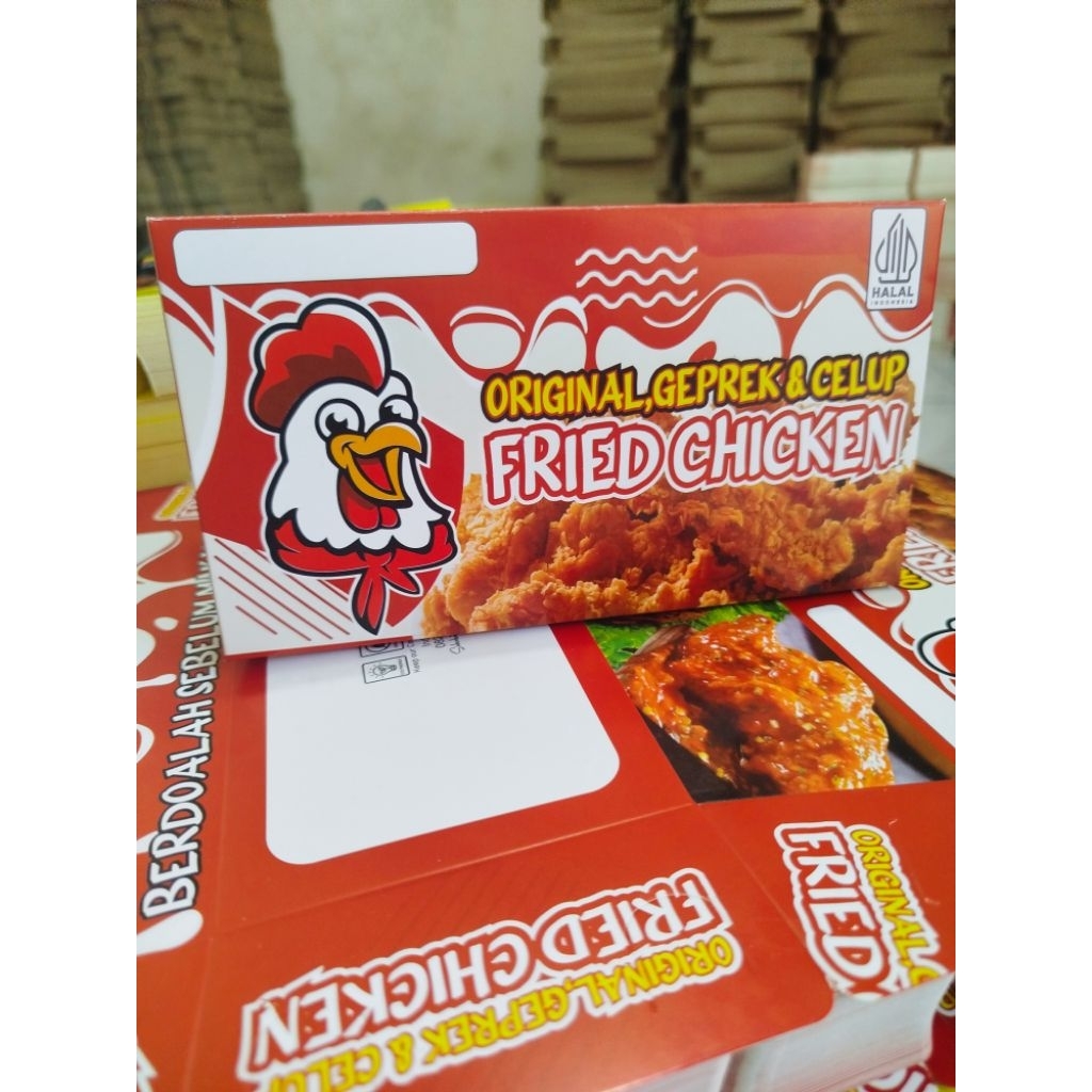 

BOX SIZE M AYAM GEPREK CELUP 100 PCS KFC IVORY LAMINASI DUS FRIED CHICKEN KOTAK NASI AYAM FULLCOLOUR TERMURAH