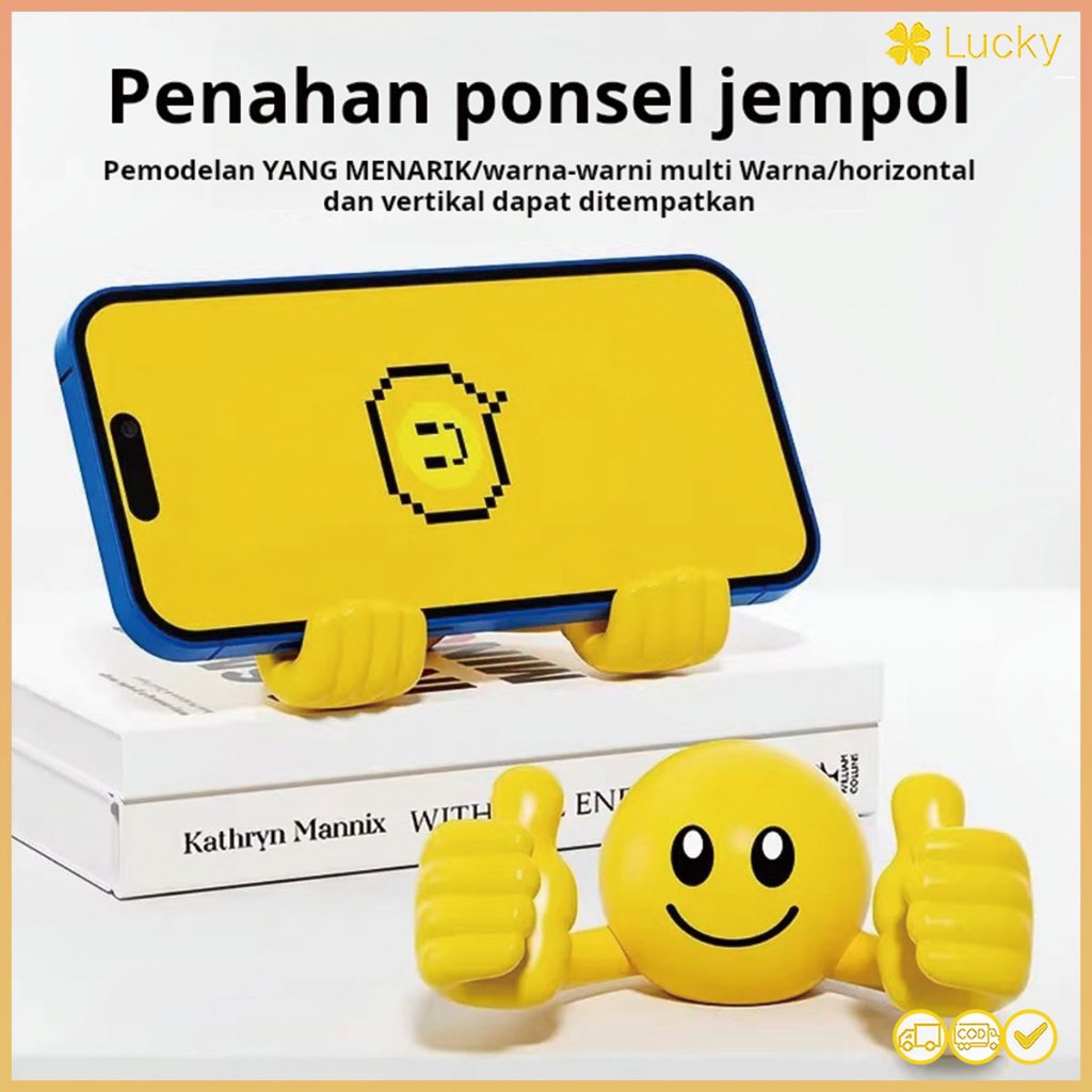 Dudukan ponsel berbentuk wajah tersenyum, dudukan desktop yang dapat diputar, dudukan penyangga univ