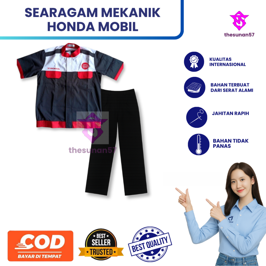 THESUNAN57| NEW WEARPACK HONDA MOBIL | SET MEKANIK HONDA MOBIL | BAJU CELANA MEKANIK HONDA MOBIL NEW
