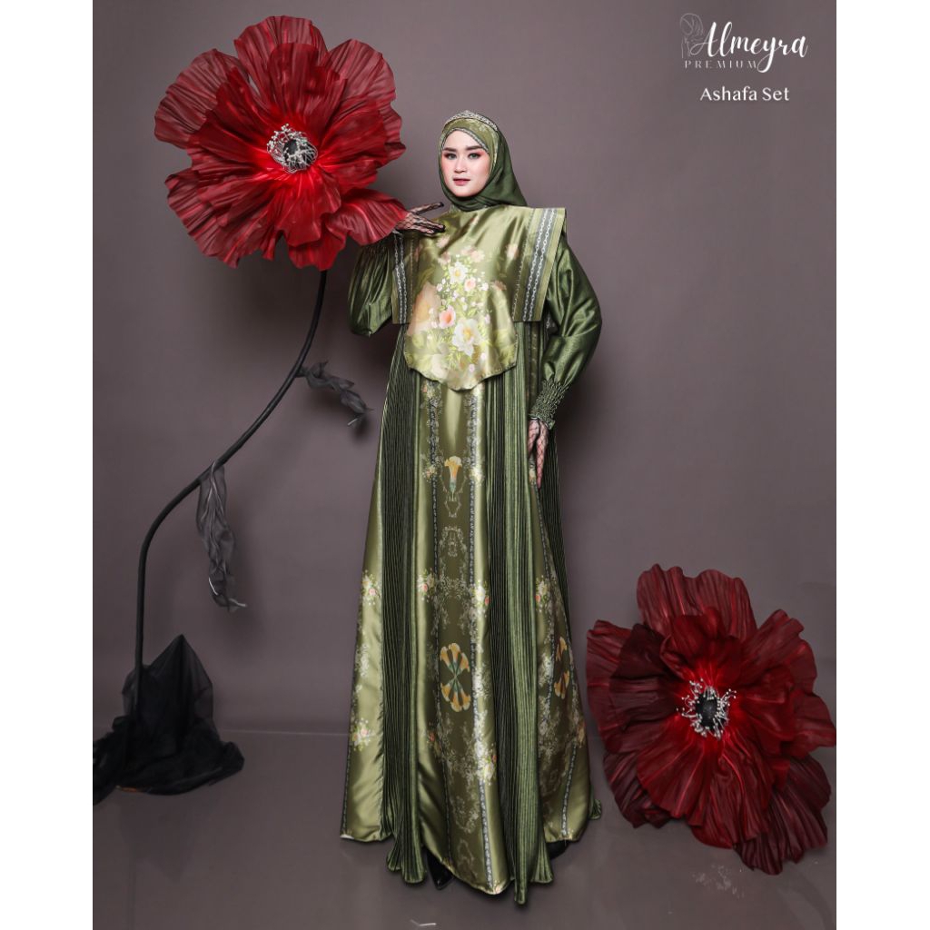 Gamis Syari Premium Asyafa Set By Almeyra Premium / Gamis Syari Kekinian / Gamis Syari Cantik