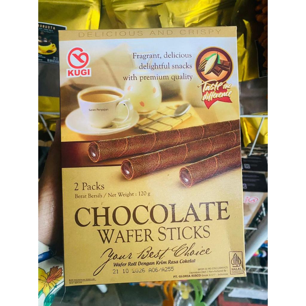 

KUGI WAFER STICK HAJATAN 120gram / wafer coklat / KUGI Wafer Stick 120gr 1 Karton isi 24 Pcs