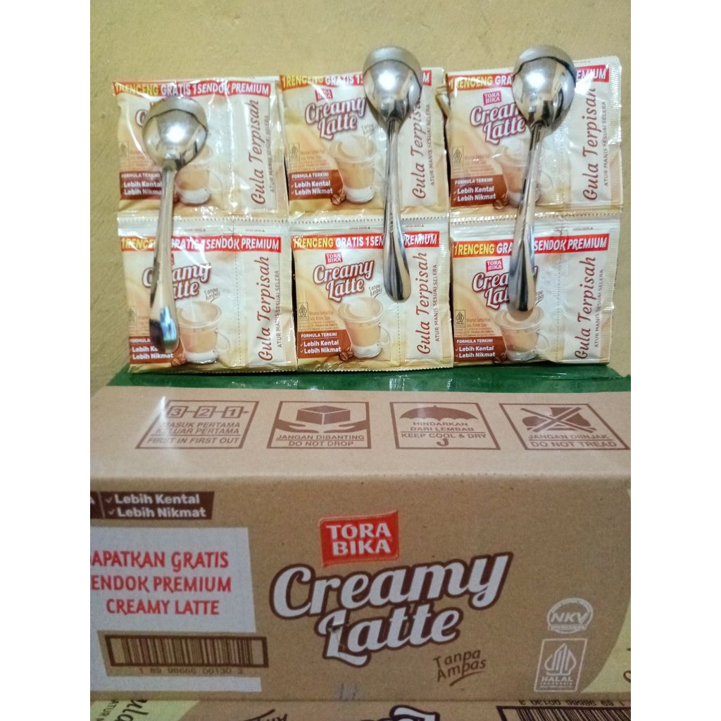 

1 Dus TORA BIKA Creamy Latte Kemasan Baru Isi [120pcs x 25gr] | Gula Terpisah | Gratis Sendok